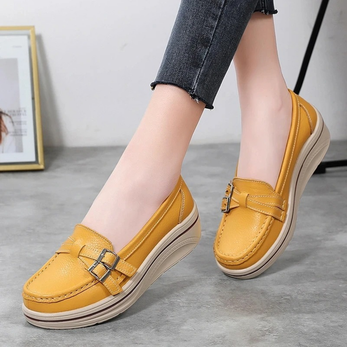 Herrenschuhe, Leder, Retro Schnalle, dicke Sohle, komfortabler Stil-5