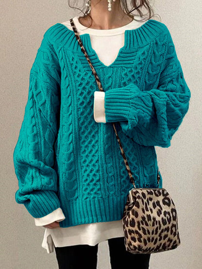 Damen-Zopf-Strickpullover, oversized Acryl-5