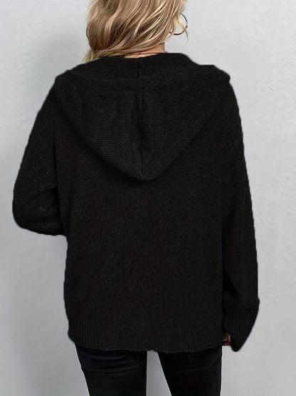 Damen-Hoodie Knopfverschluss Bequeme Baumwolle-4