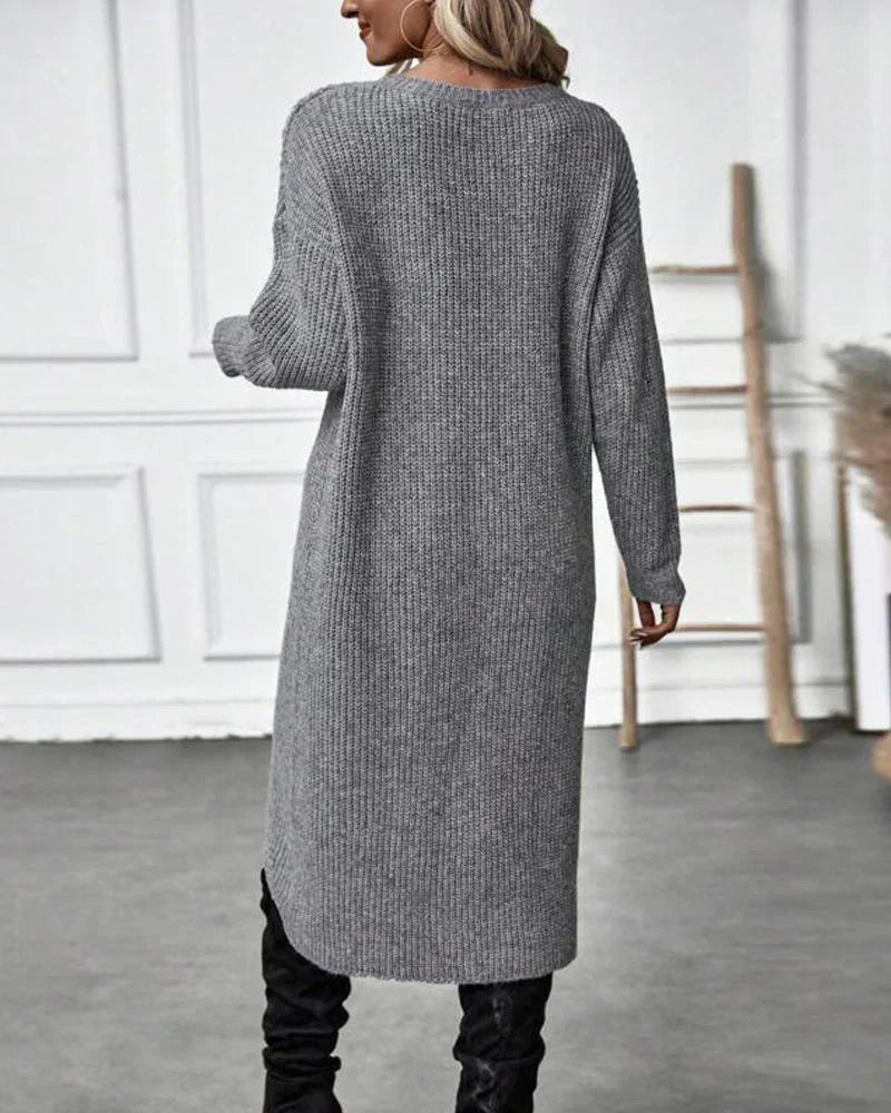 Damen-Langer Pullover, Trendiger Weicher Atmungsaktiver Faser-4