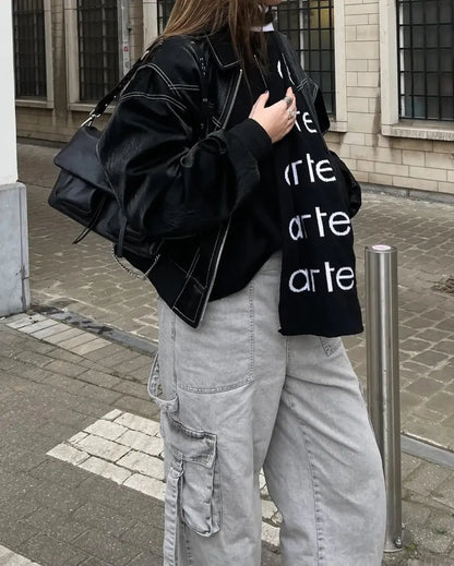 Variant image for Damen-Oversize-Lederjacke, Kunstleder-13