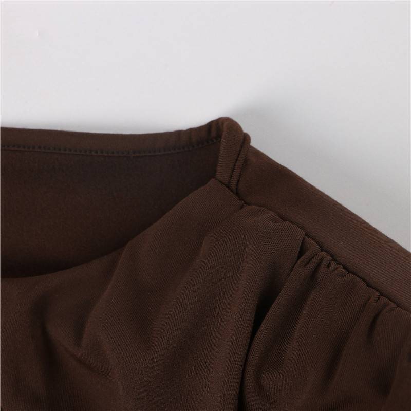 Damen-Top, abgeschnittenes schickes gewebtes Polyester, lange Ärmel-4