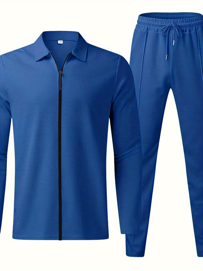 Herren Trainingsanzug Volle Zip Baumwolle Casual-6
