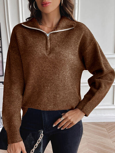 Langarm-Herrenpullover mit halbem Reißverschluss – 100% Baumwolle, eleganter Kragen, normale Passform 10