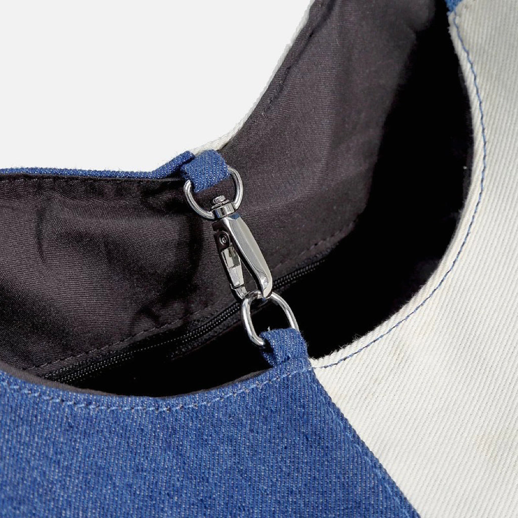 Geräumige Denim-Shoppingtasche für Damen mit Patchwork-Design und Schulterriemen – praktisch und stilvoll 6