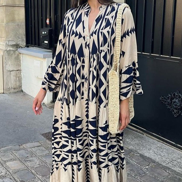 Maxikleid Damen Klassisches Design Weicher Stoff Langes Kleid-1