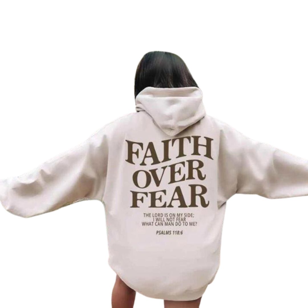 Unisex-Kapuzenpullover, mit Motiv Glaube über Angst, weiches Baumwollpolyester 2