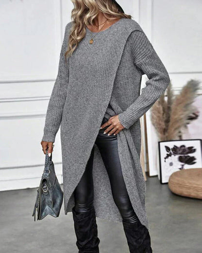 Langer Pullover Damen Fließendes Silhouette Weicher Faser-2