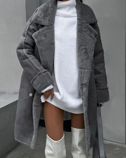 Damen-Mantel, lang, Plüsch, elegant, warme Mäntel-2