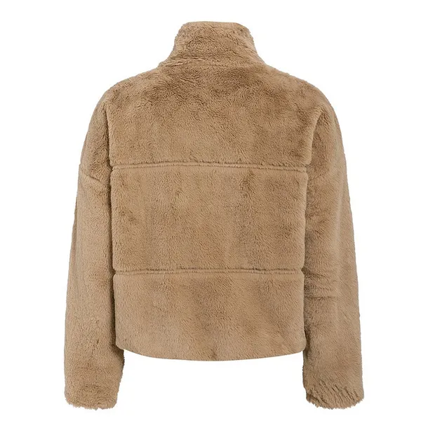 Damen-Plüschjacke, weiches Kunstfell-4