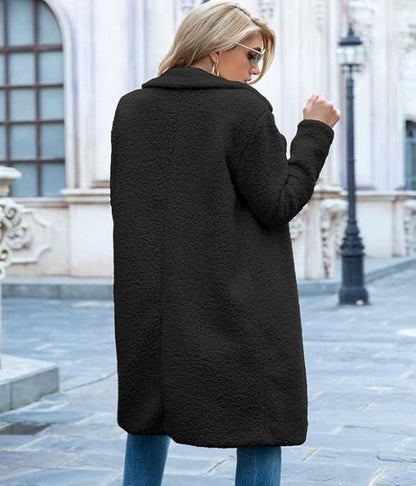 Damen-Mantel Oversize Teddy Fleece Winterjacke-5
