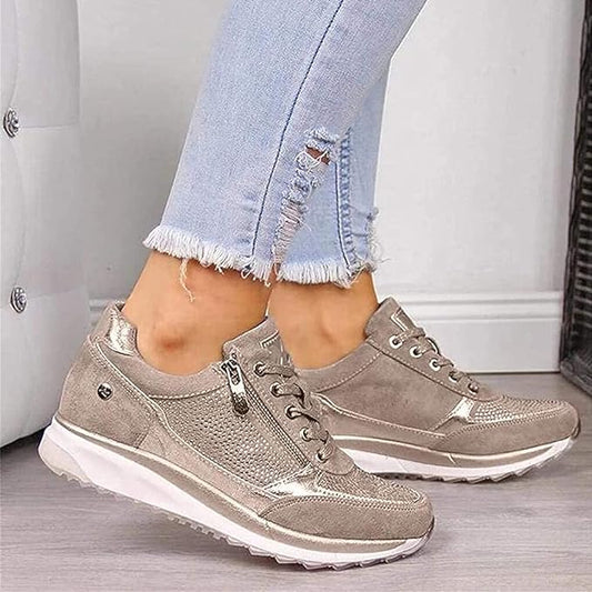 Damen-Sneakers, orthopädisches Zip-up, stilvolles Design, Synthetikmaterial-1