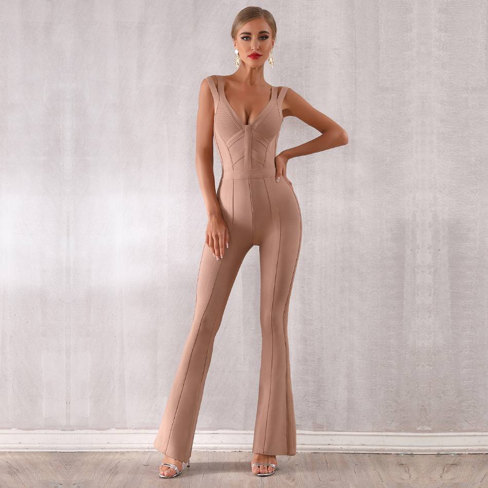 Damen-Overall, Doppelträger, weiter Bein-Stil, Polyester, Spandex-3