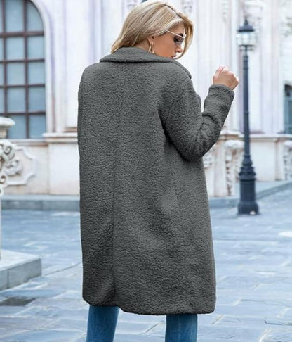 Damen-Mantel Oversize Teddy Fleece Winterjacke-3