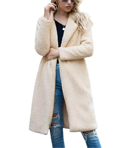 Damen-Mantel Oversize Teddy Fleece Winterjacke-1