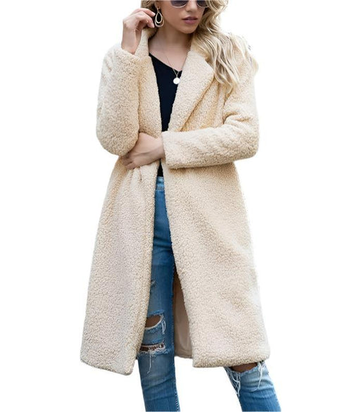 Damen-Mantel Oversize Teddy Fleece Winterjacke-1