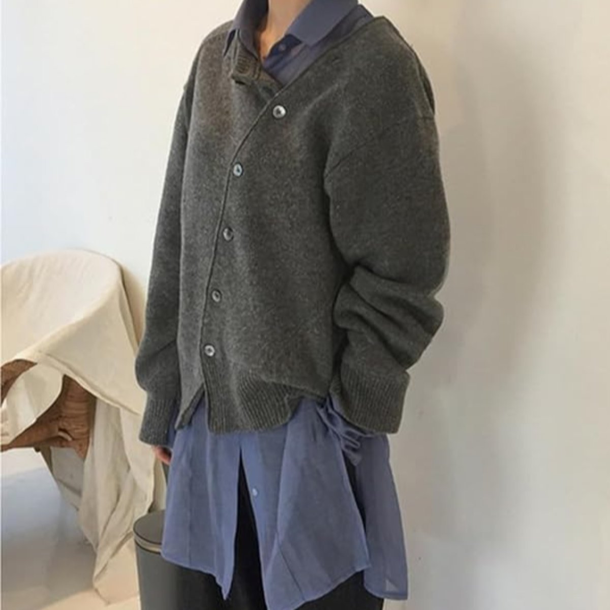 Damen-Kaschmirpullover im lässigen Stil aus 100% Kaschmir mit Knopfverschluss-3