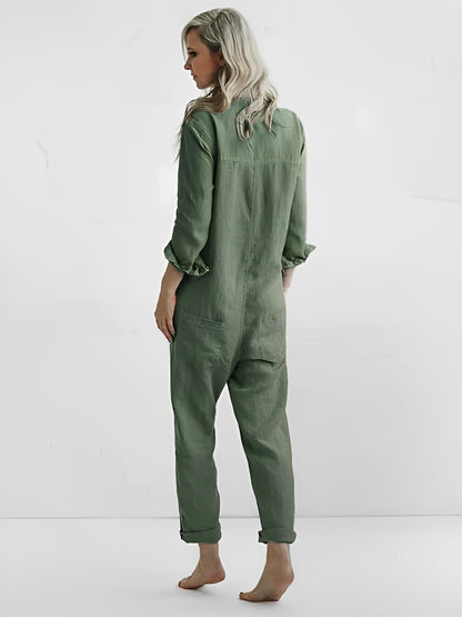 Damen-Jumpsuit Lockerer Schnitt Weiche Baumwolle-3