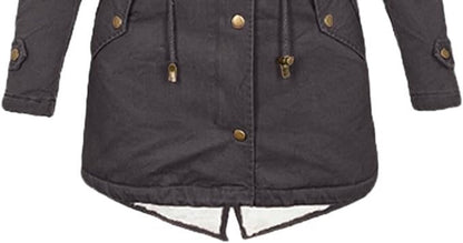 Lange Damen-Winterjacke mit Knopfverschluss aus hochwertiger Polyestermischung – elegant und warm für kalte Tage 2