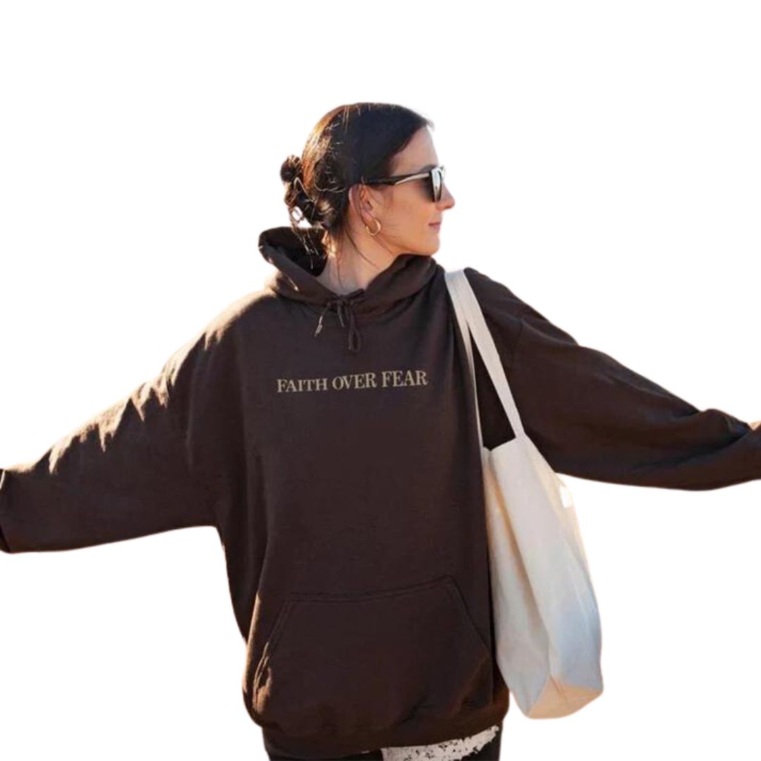 Unisex-Kapuzenpullover, mit Motiv Glaube über Angst, weiches Baumwollpolyester 4