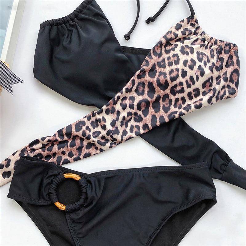 Damen Zweiteiliges Bikini-Set mit Ringelementen Nylon 4