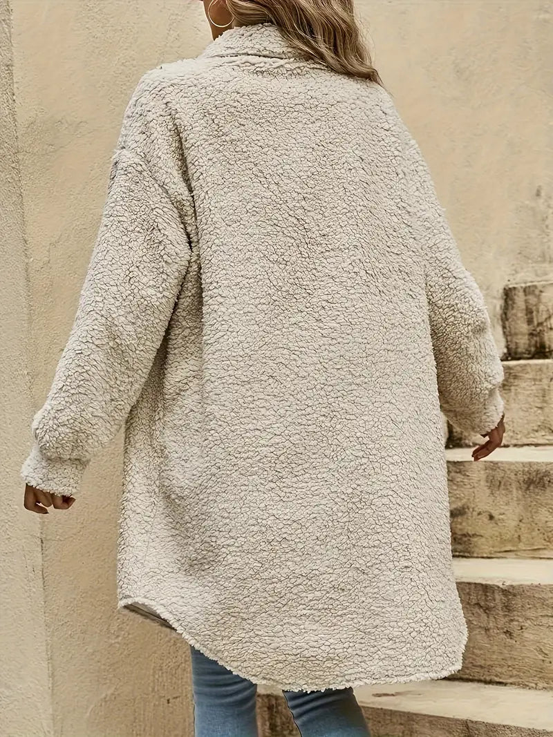 Damen-Plüschjacke, lässiger Stil, hochwertiger Stoff-3