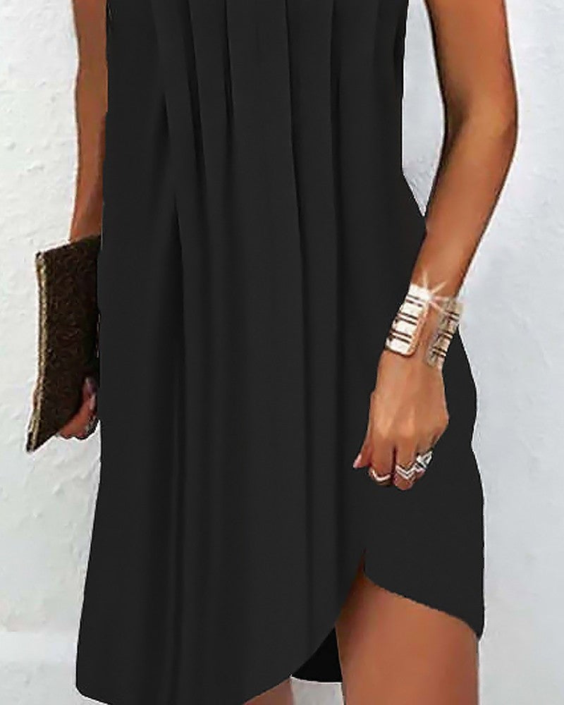 Ärmelloses Kleid mit Schlitzausschnitt für Damen – Schmeichelhafte Silhouette aus 100% Polyester, perfekt für Sommerpartys und Hochzeiten 5