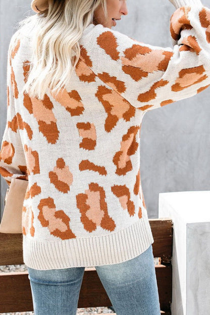 Damenpullover Leopardmuster Rundhals Polyester Langärmlig-5
