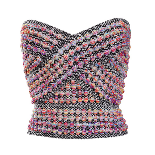 Damen-Top, angeschnittene Streifen, Acetatpolyester-1