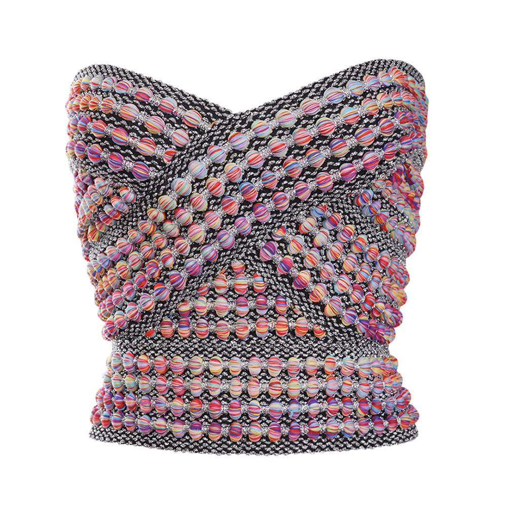 Variant image for Damen-Top, angeschnittene Streifen, Acetatpolyester-1
