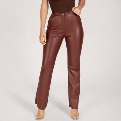 Variant image for Damen-Hose, hohe Taille, PU-Leder, elegantes Design-3
