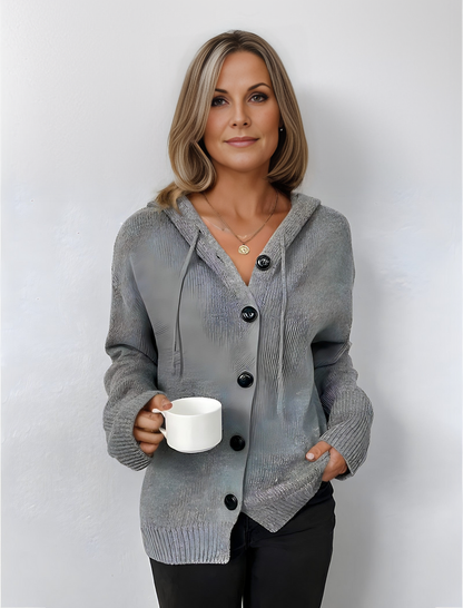 Damen-Hoodie Cardigan Weicher Stoff mit Kapuze-1