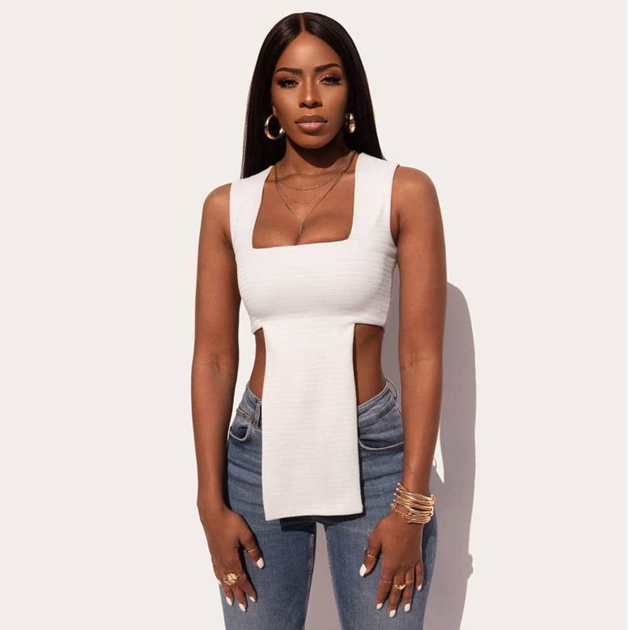 Variant image for Damen-Party-Tops, asymmetrisches Design, Polyester, Spandex-2