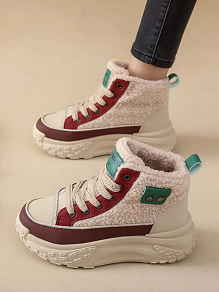 Damen-Schneestiefel, warme Sohle, synthetisches Leder-3