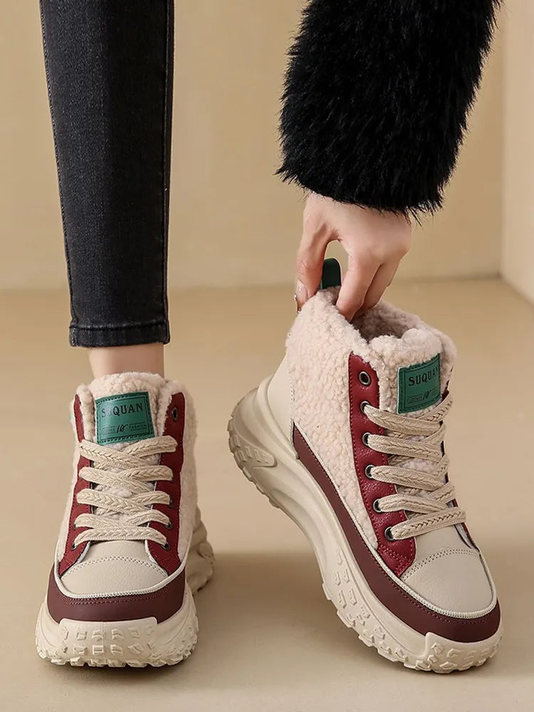 Damen-Schneestiefel, warme Sohle, synthetisches Leder-4