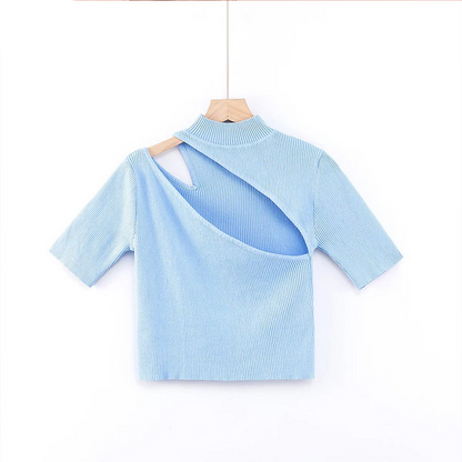 Variantenbild für Damen-T-Shirt, kurzärmelig, gestreift, Polyester-Acryl-2