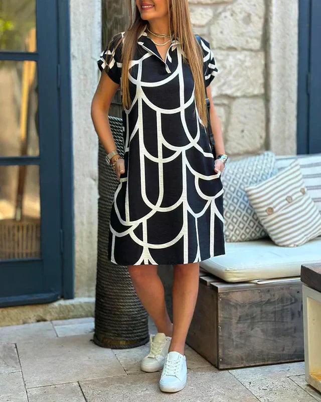 Damen-Midikleid, kurzarm, leichtes Material-1