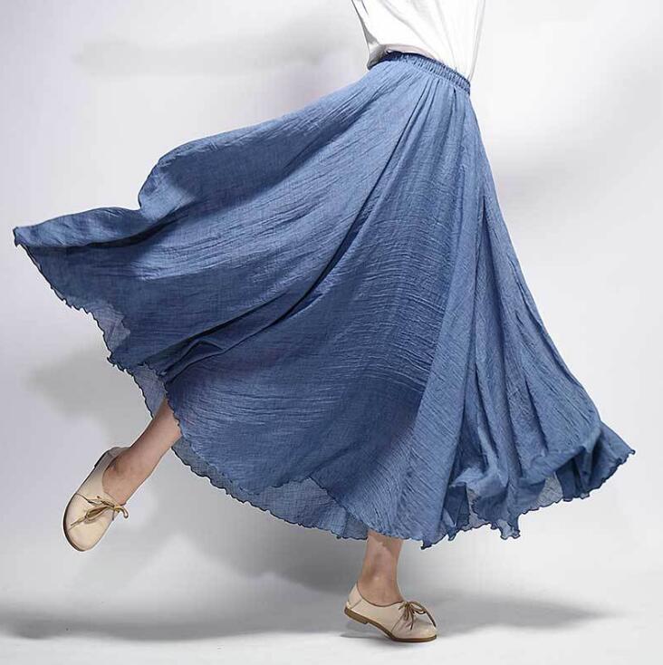 Variant image for Damen-Maxirock, Boho, Hoche Taille, Luftiges Polyester-21