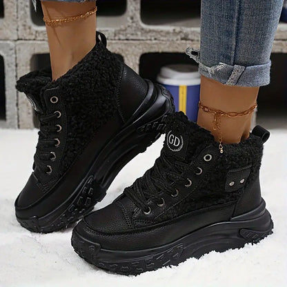 Damen-Schneestiefel, gepolsterte Baumwolle, Fleecefutter-2