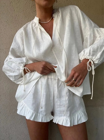 Damen-Set, zweiteilig, Baumwolle, Top und Hose-2