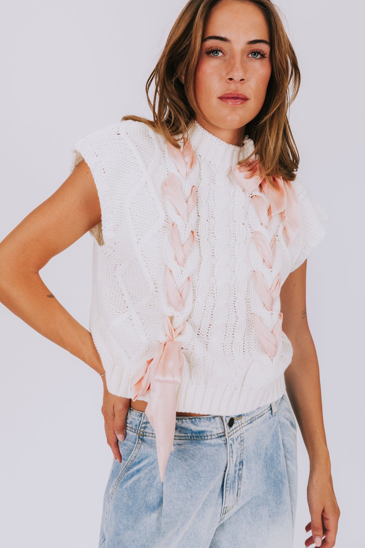 Variant image for Damen-Pullover, gestricktes Polyester, mit dekorativem Stickband-21