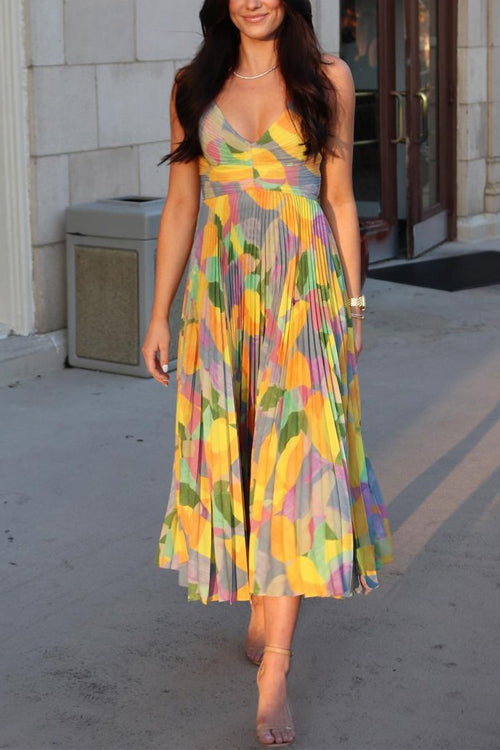 Variant image for Damen-Midikleid, V-Ausschnitt, bedruckte Baumwolle und Polyester-1