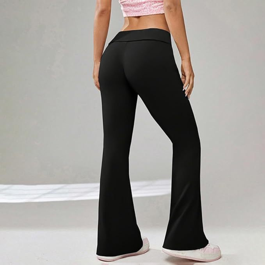 Damen-Flare-Hose, faltbar, Taillenband, weiche elastische Mischung-5