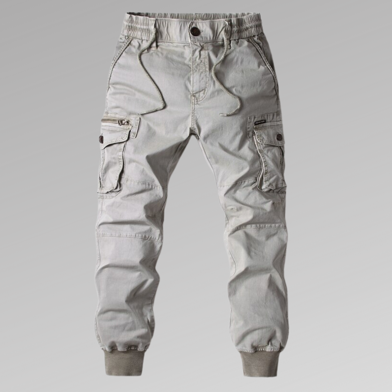 Herren-Cargohose, elastischer Bund, gerippte Details, 100% Baumwolle-2