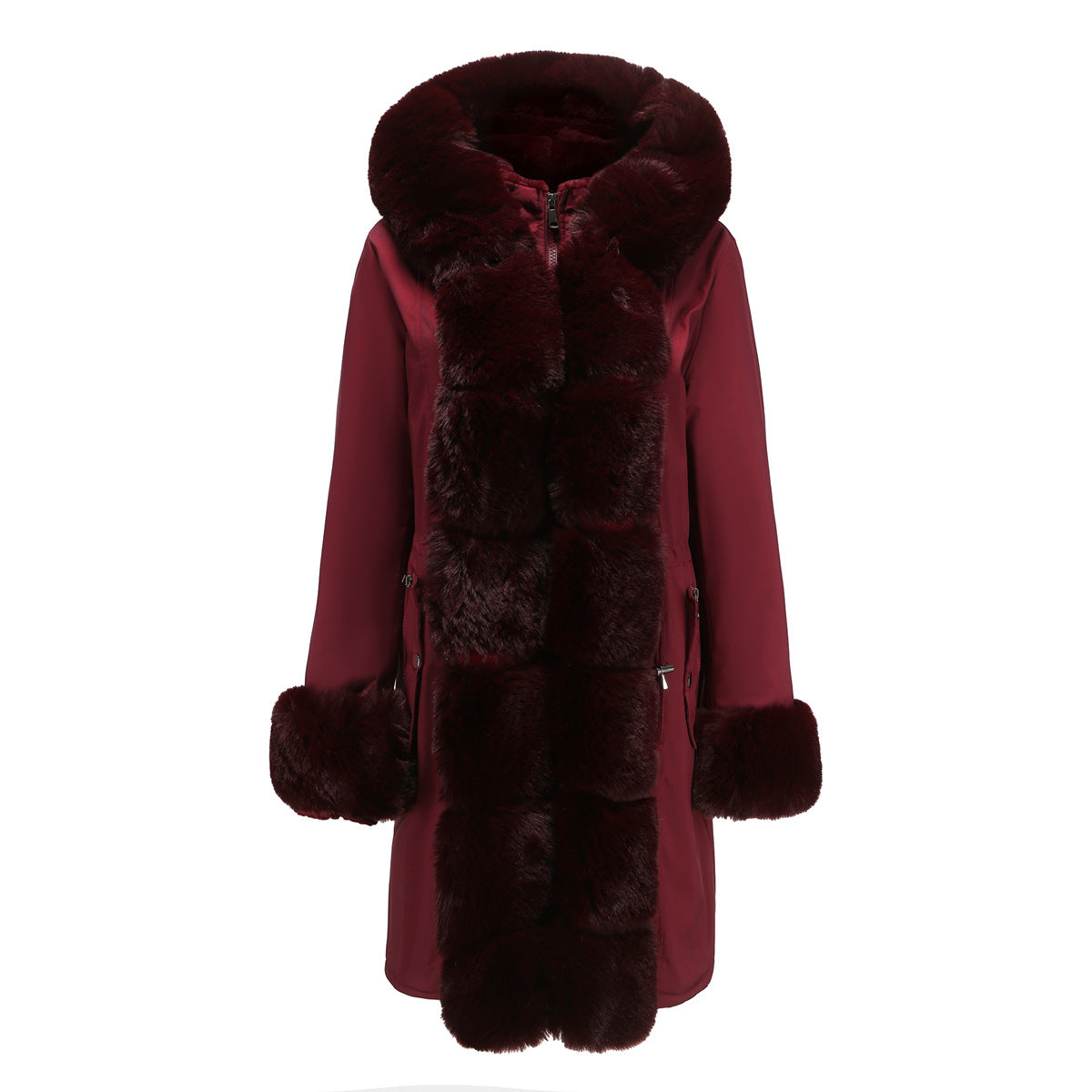 Damen Winterparka Lang Dick Polyester mit abnehmbarer Kapuze-1