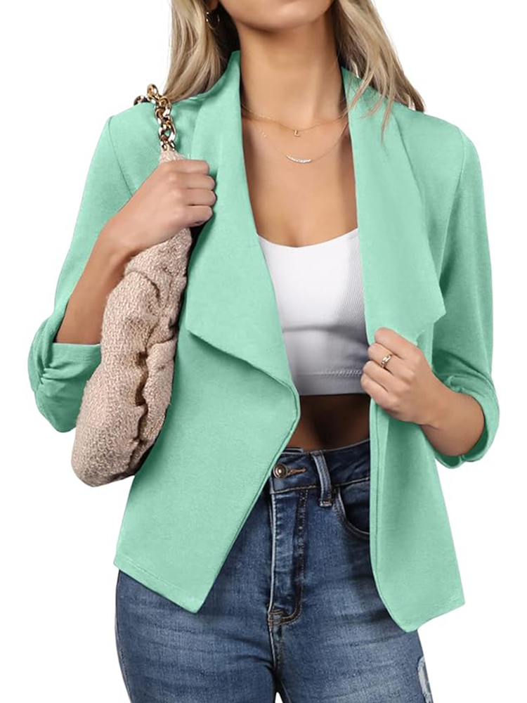 Damen-Mantel Offene Front Schlicht Hochwertiges Material-1