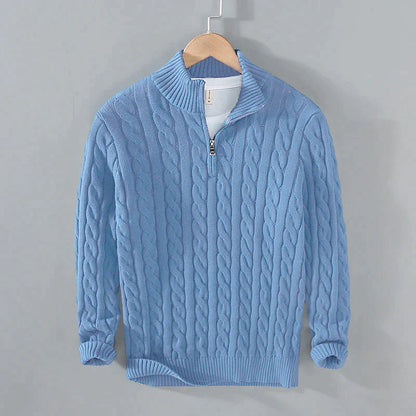 Variant image for Herren-Pullover, Half-Zip, Flechtmuster, Baumwoll und Wollmischung-17