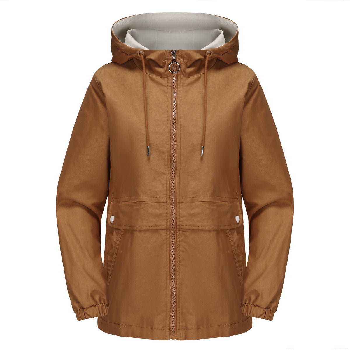 Damenjacke Leicht Kapuze Polyester Lockere Passform-4