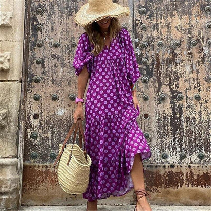 Damen-Maxikleid mit Print aus leichtem Material für Sommerveranstaltungen-6