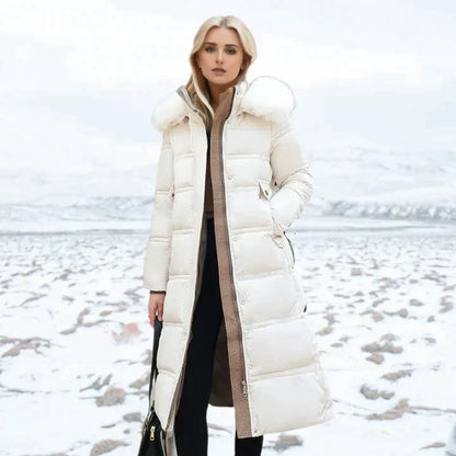 Lange Damen-Winterjacke mit Kunstfellkragen – hochwertiger Stoff für kalte Tage 3
